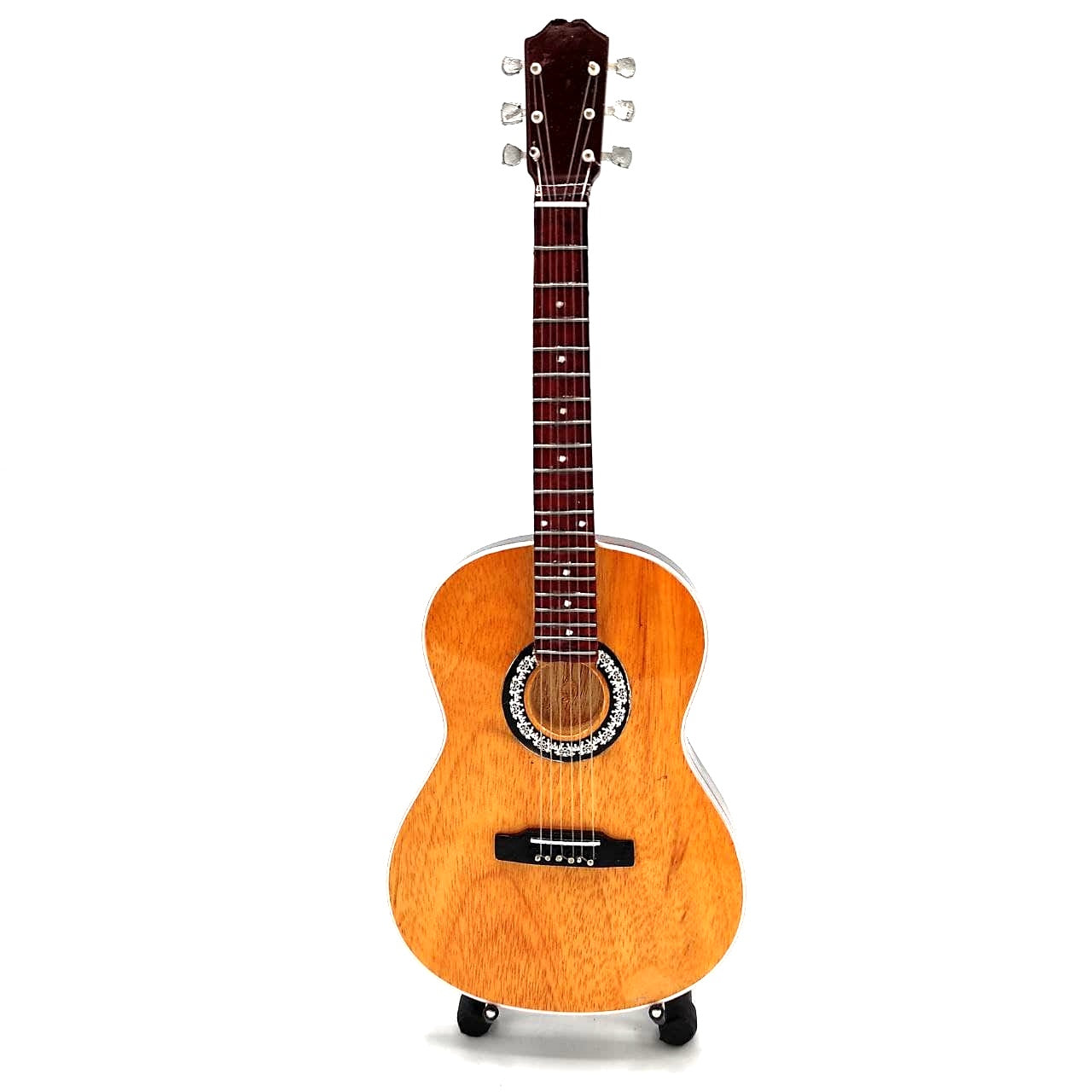 Mini klassieke gitaar met gravure - houten mahoniehouten decoratie 25 cm