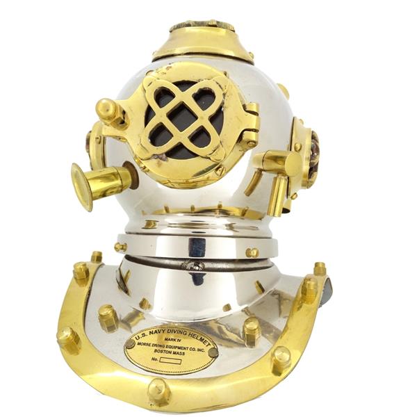 Messing duikhelm US Navy Mark IV met mogelijkheid tot personalisatie met gravure - ideaal cadeau voor elke gelegenheid, hoogte 20 cm, maritieme replica DIVER - DH93