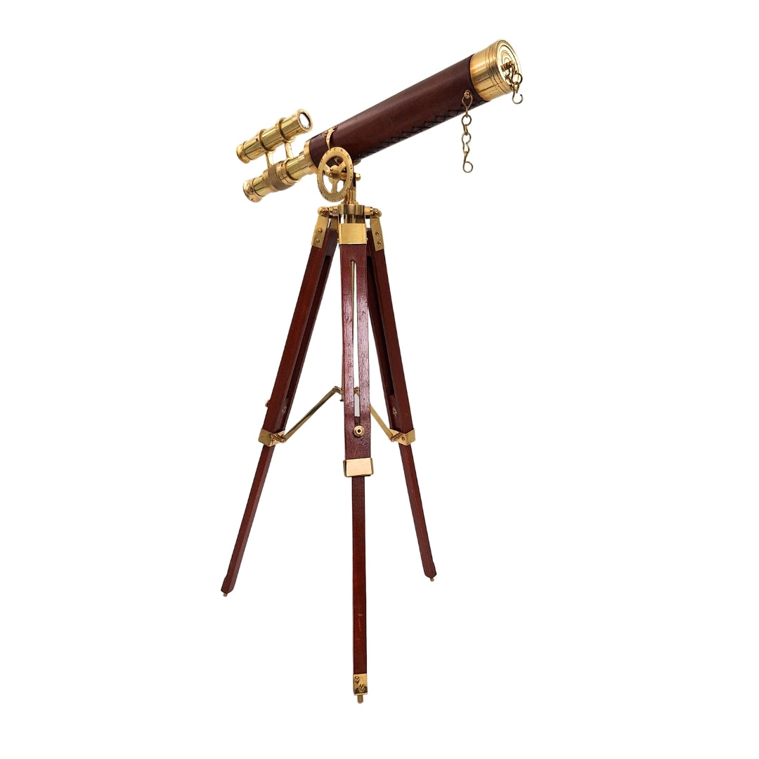 Messing telescoop op driepoot 57 cm met mogelijkheid tot personalisatie met gravure