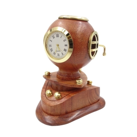 Kleine retro duikershelm met klok en personalisatie
