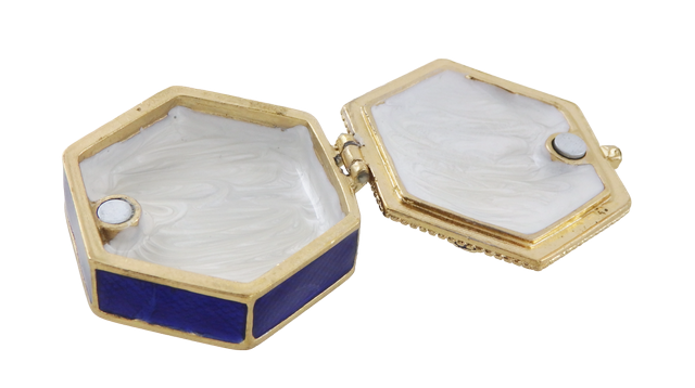 Elegant metalen geschenkdoosje met kristalletjes B0035-08BL in marineblauw-gouden kleurstelling met mogelijkheid tot personalisatie door gravure