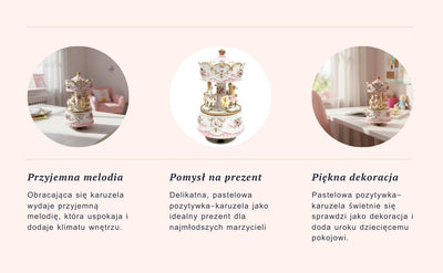 Pastelkleurige carrousel-muziekdoos MP-333 met gravure