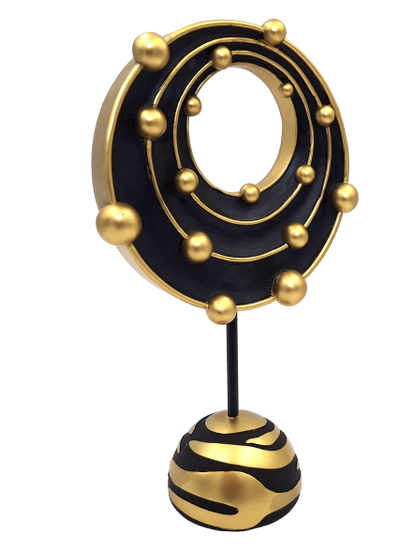 Groot decoratief beeldje Kosmisch stelsel met mogelijkheid tot personalisatie met gravure, ideaal als cadeau - 20,2 cm hoog, goud en zwart, moderne en glamourstijl