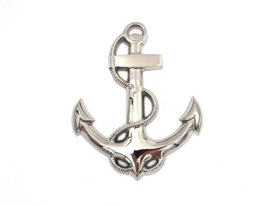 Wandanker 34 cm met mogelijkheid tot personalisatie door gravure, zilveren metalen decoratie in maritieme stijl