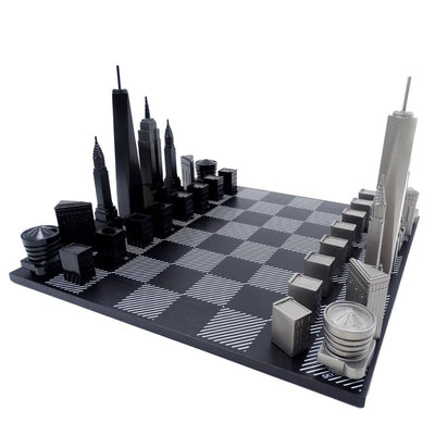 New York Skyline schaakset met gravure van roestvrij staal