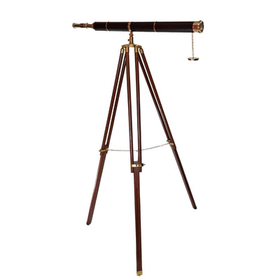 Decoratieve telescoop TWSS op houten driepoot met mogelijkheid tot personalisatie van de gravure