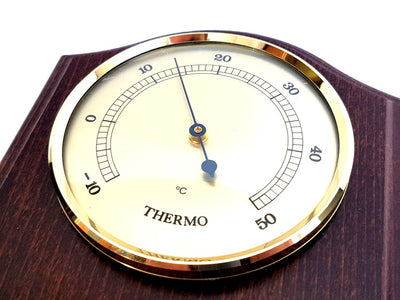 Fischer weerstation - barometer hygrometer thermometer - messing hout - 9176-22
