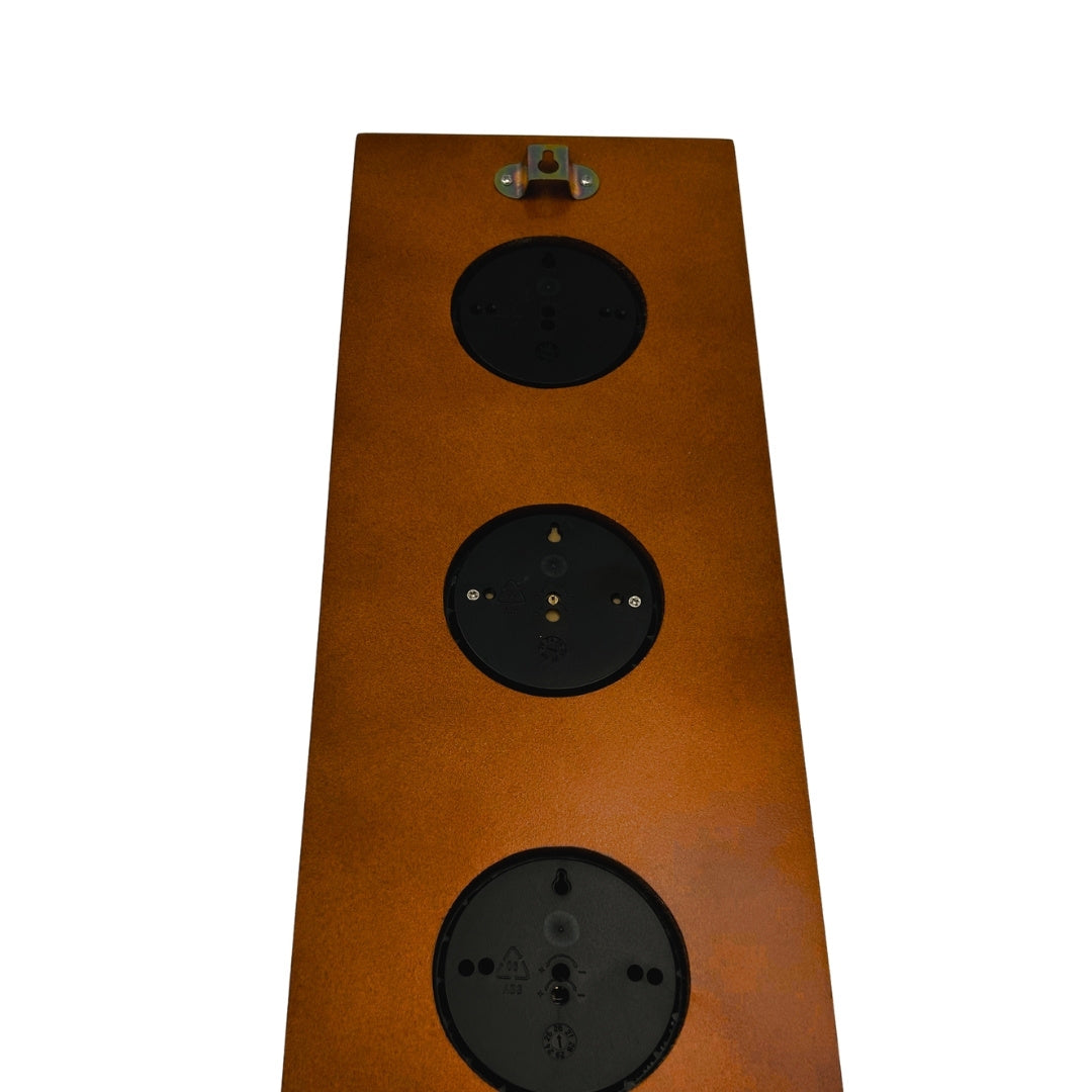 Elegant retro-weerstation 36cm met gravure – barometer, thermometer, hygrometer in houten behuizing