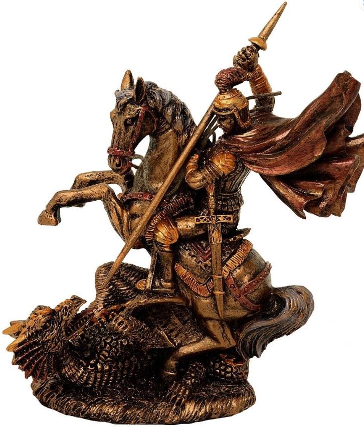 Beeldje Sint-Joris van polyresin, 13 cm, mogelijkheid tot personalisatie met gravure, ideaal cadeau voor diverse gelegenheden