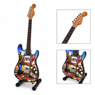 Mini-decoratiegitaar Iron Maiden „The Trooper” van mahonie - Handgemaakte decoratie voor muziekfans