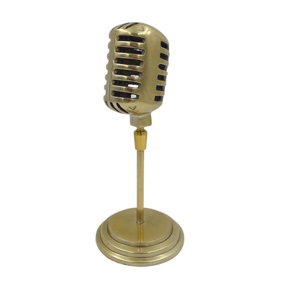 Retro microfoonbeeldje, personaliseerbaar met gravure, goudkleurig, 25 cm