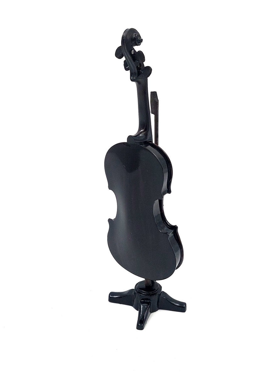 Mini-viool, met de hand gemaakt van hars, hoogte 13 cm, mogelijkheid tot personalisatie met gravure, ideaal als cadeau voor muziekliefhebbers
