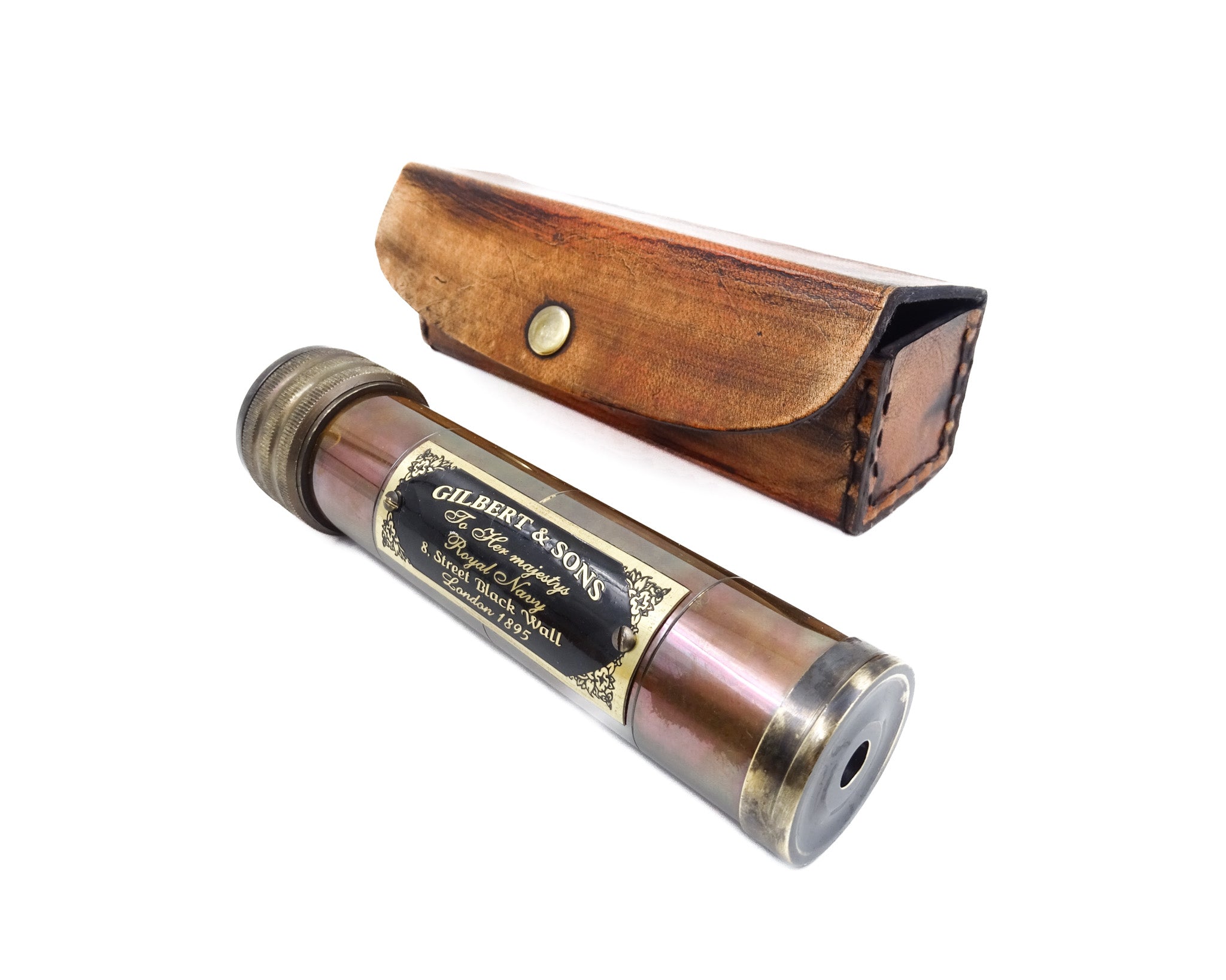 Vintage caleidoscoop in leren etui met mogelijkheid tot personalisatie met gravure