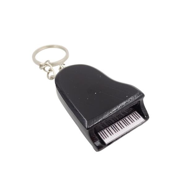 Verzamel-sleutelhanger Klassieke Piano ECK-0863 met gepersonaliseerde gravure – elegant zwart gadget als cadeau voor liefhebbers van klassieke muziek en pianisten