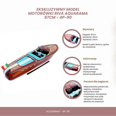 Exclusief model van de motorboot Riva Aquarama 87cm met mogelijkheid tot personalisatie door gravure