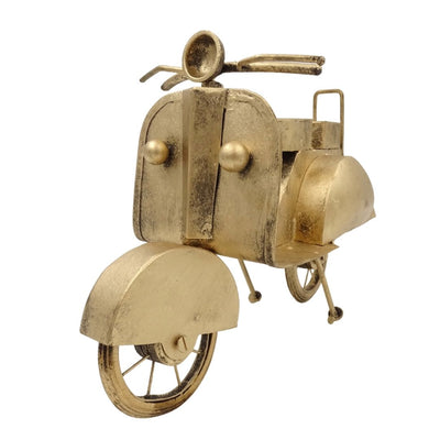 Retro scooter, metalen model NC2860 in antiek messingkleur met personaliseerbare gravure