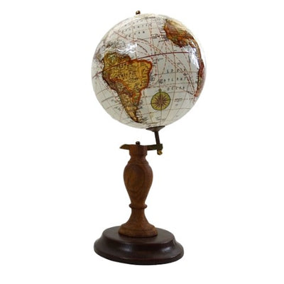 Elegante decoratieve wereldbol op houten voet met mogelijkheid tot personalisatie met gravure, 27 cm, donkerbruin, ideaal als cadeau
