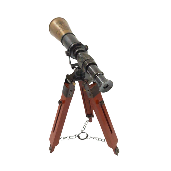 Messing telescoop op driepoot met mogelijkheid tot personalisatie met gravure - elegant decoratief element als cadeau, hoogte verstelbaar tot 30 cm