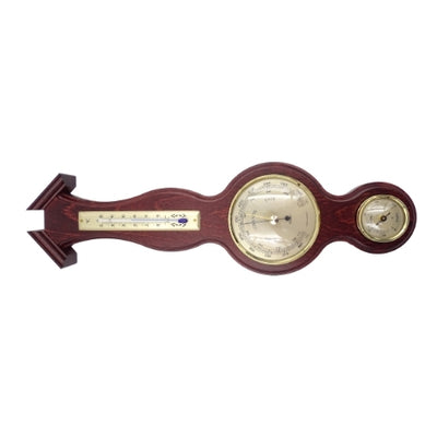 Fischer 6690-22 weerstation met barometer, thermometer en hygrometer in houten mahonie omlijsting