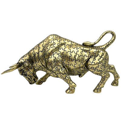 Decoratief beeldje gouden stier met mogelijkheid tot graveren - Elegant symbool van kracht en rijkdom, 33,3 cm, polyresin