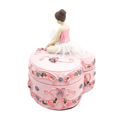 Muziekdoosje ballerina hart Het Zwanenmeer met mogelijkheid tot personalisatie met gravure, roze, 12,5 cm, ideaal cadeau voor verjaardag of jubileum