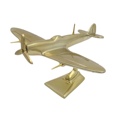 Model van Spitfire-jachtvliegtuig van aluminium in goudkleur, personaliseerbaar met gravure