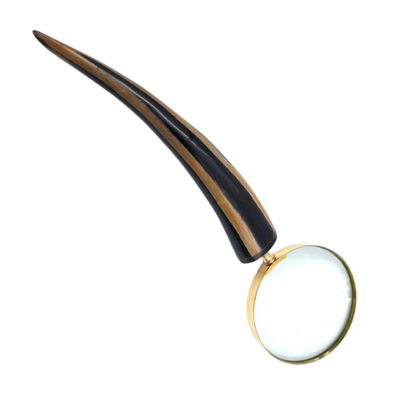 Elegante retro leesloep met messing montuur en handvat van buffelhoorn - gepersonaliseerde gravure - ideaal cadeau voor senioren - hoogwaardige vergrootlens 3.5x in vintagestijl