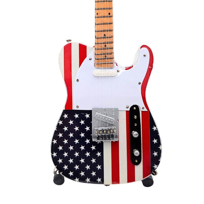 Mini-verzamelgitaar MGT-2639 in de stijl van Bruce Springsteen met mogelijkheid tot personalisatie met gravure, handgemaakt van mahonie, ideaal cadeau voor een muziekliefhebber, hoogte 27,5 cm