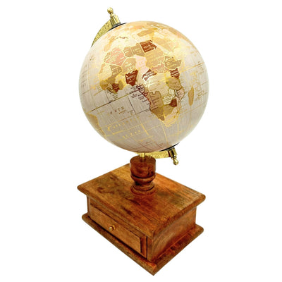 Elegante vintage bureauglobe met houten voet en lade
