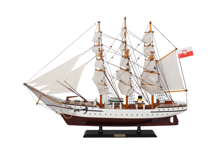 Model van zeilschip Dar Pomorza 80cm, personaliseerbaar met gravure