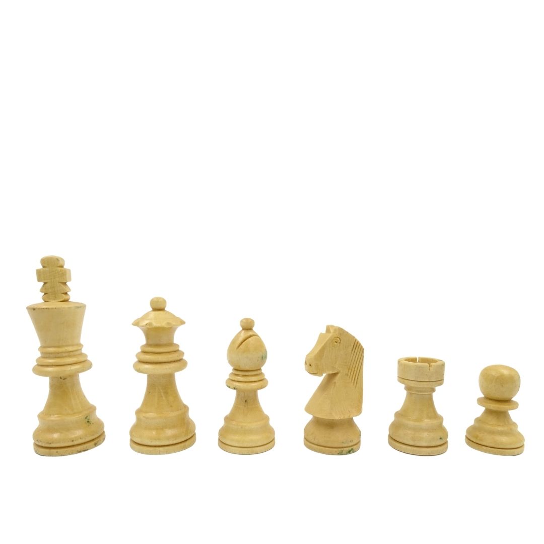 Houten schaakspel 40x40 cm met gravure - Opvouwbaar schaakbord van Indisch palissander in bruin-beige kleur