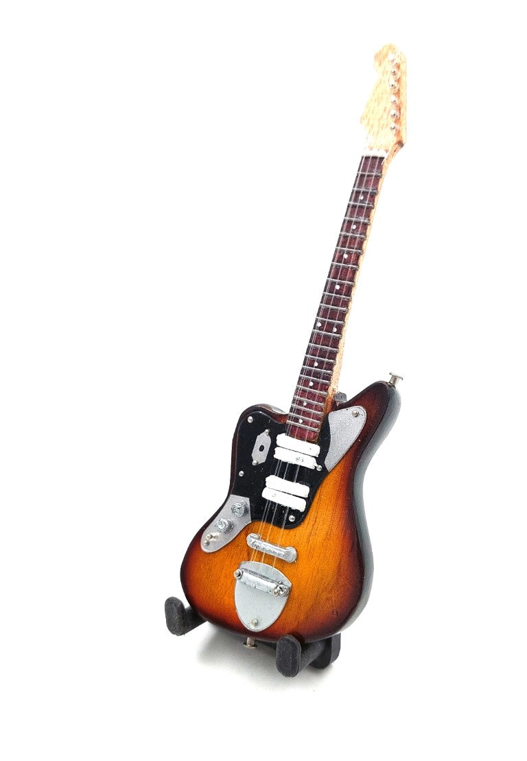 Mini-gitaar 15cm in Kurt Cobain-stijl met personaliseerbare gravure - bruine mahoniehouten gitaar als cadeau voor een grunge- en Nirvana-fan