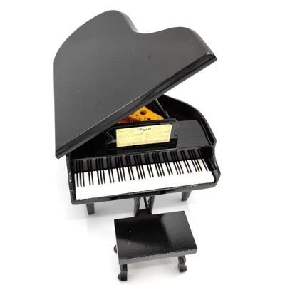 Mini-piano met mogelijkheid tot personalisatie met gravure, zwart, met de hand gemaakt van balsahout, schaal 1:10, ideaal als cadeau voor pianisten en muziekliefhebbers, hoogte 8 cm
