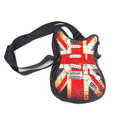 Schoudertas in de vorm van een gitaar met Britse vlag RBG-008 met mogelijkheid tot personalisatie met gravure