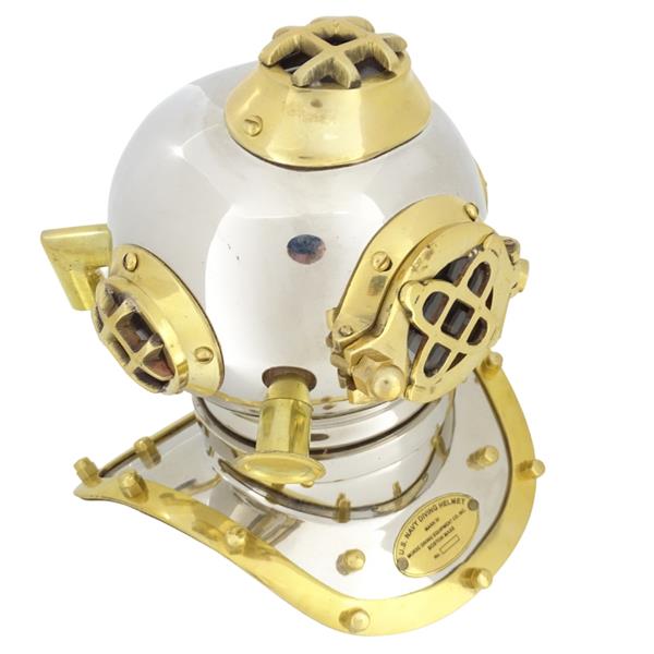 Messing duikhelm US Navy Mark IV met mogelijkheid tot personalisatie met gravure - ideaal cadeau voor elke gelegenheid, hoogte 20 cm, maritieme replica DIVER - DH93