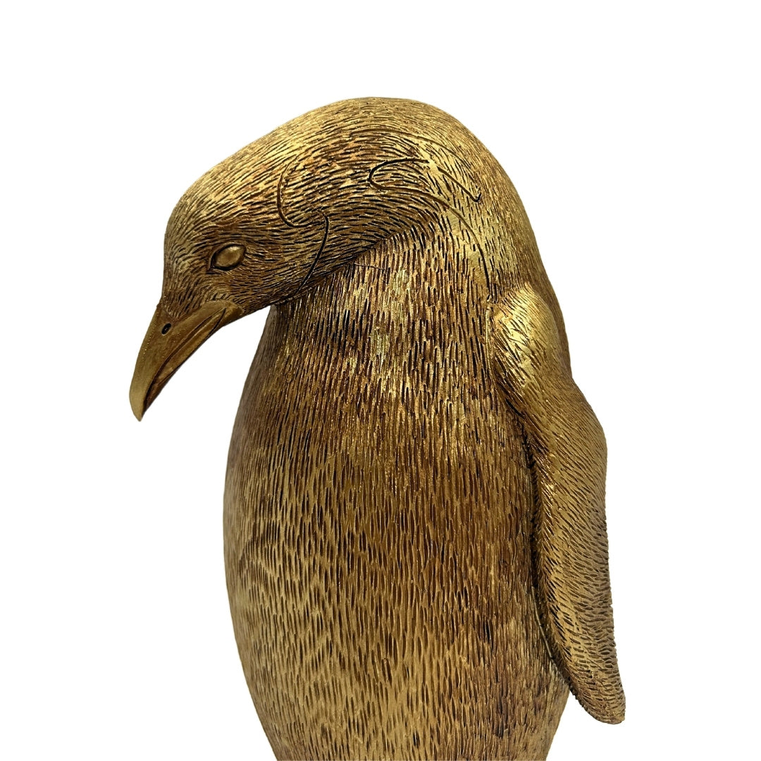 Gouden pinguïn 20,5 cm met mogelijkheid tot personalisatie met gravure – elegant decoratief beeldje als cadeau, glamourstijl, art deco, gemaakt van hoogwaardig polyresin