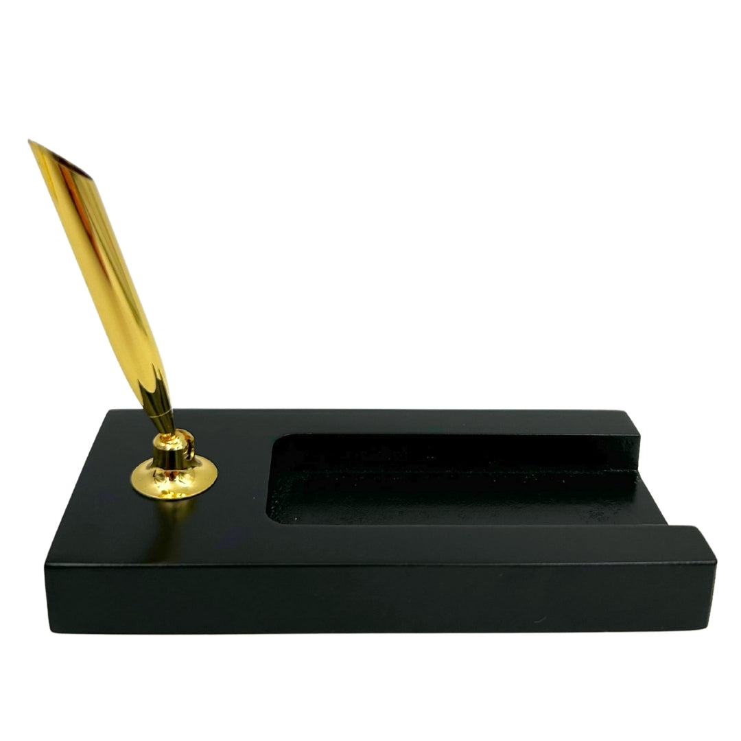 Decoratieve bureauset met zandloper 3 minuten en penhouder met gravure