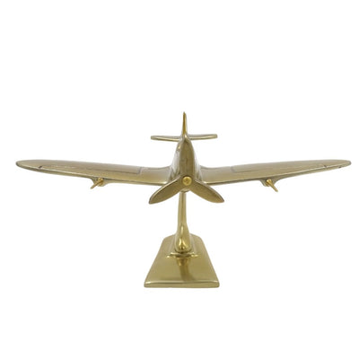 Model van Spitfire-jachtvliegtuig van aluminium in goudkleur, personaliseerbaar met gravure