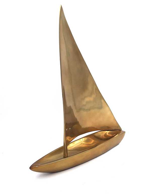 Groot zeilbootmodel van aluminium 39 x 30 cm met mogelijkheid tot personalisatie met gravure