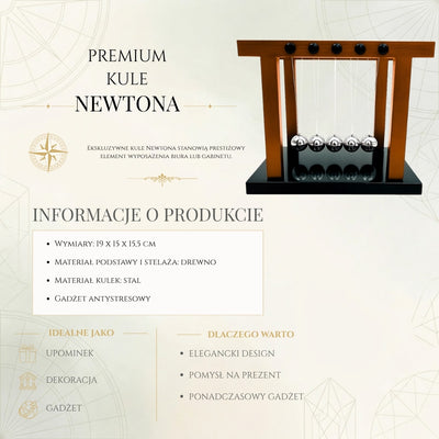 Elegante grote premium Newtonkogels op houten voet met mogelijkheid tot personalisatie door gravure
