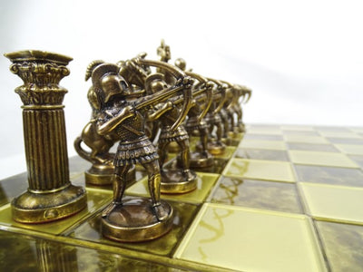 Messing schaakspel Boogschutters 44x44cm met mogelijkheid tot personalisatie met gravure - luxe cadeau voor liefhebbers van mythologie en strategie, hoogwaardige handgemaakte stukken