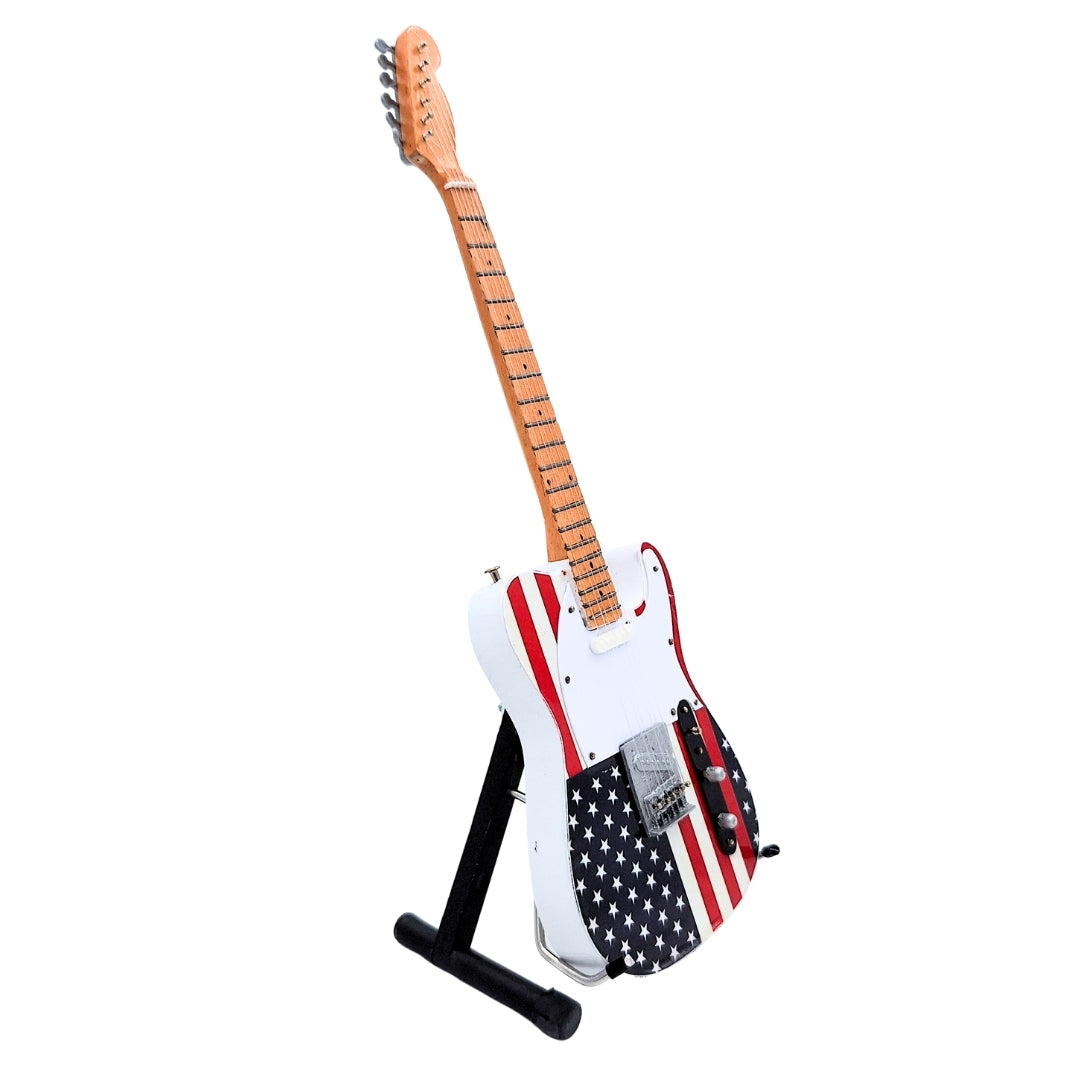 Mini-verzamelgitaar MGT-2639 in de stijl van Bruce Springsteen met mogelijkheid tot personalisatie met gravure, handgemaakt van mahonie, ideaal cadeau voor een muziekliefhebber, hoogte 27,5 cm