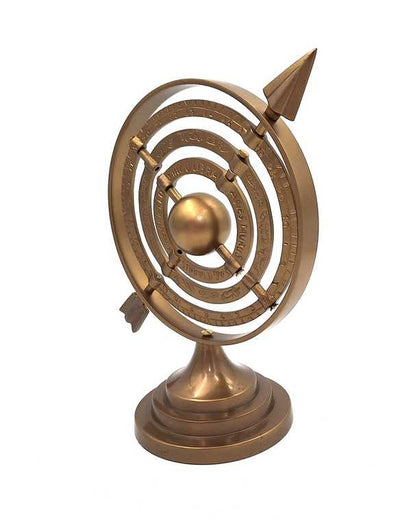 Aluminium sferisch astrolabium met pijl 30 cm met mogelijkheid tot personalisatie door gravure