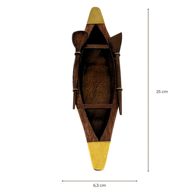 Elegant houten scheepsmodel 25 cm - Decoratie voor op het bureau met messing elementen - Ideaal cadeau voor een zeiler met optie voor personalisatie door gravure - Maritieme en retrostijl