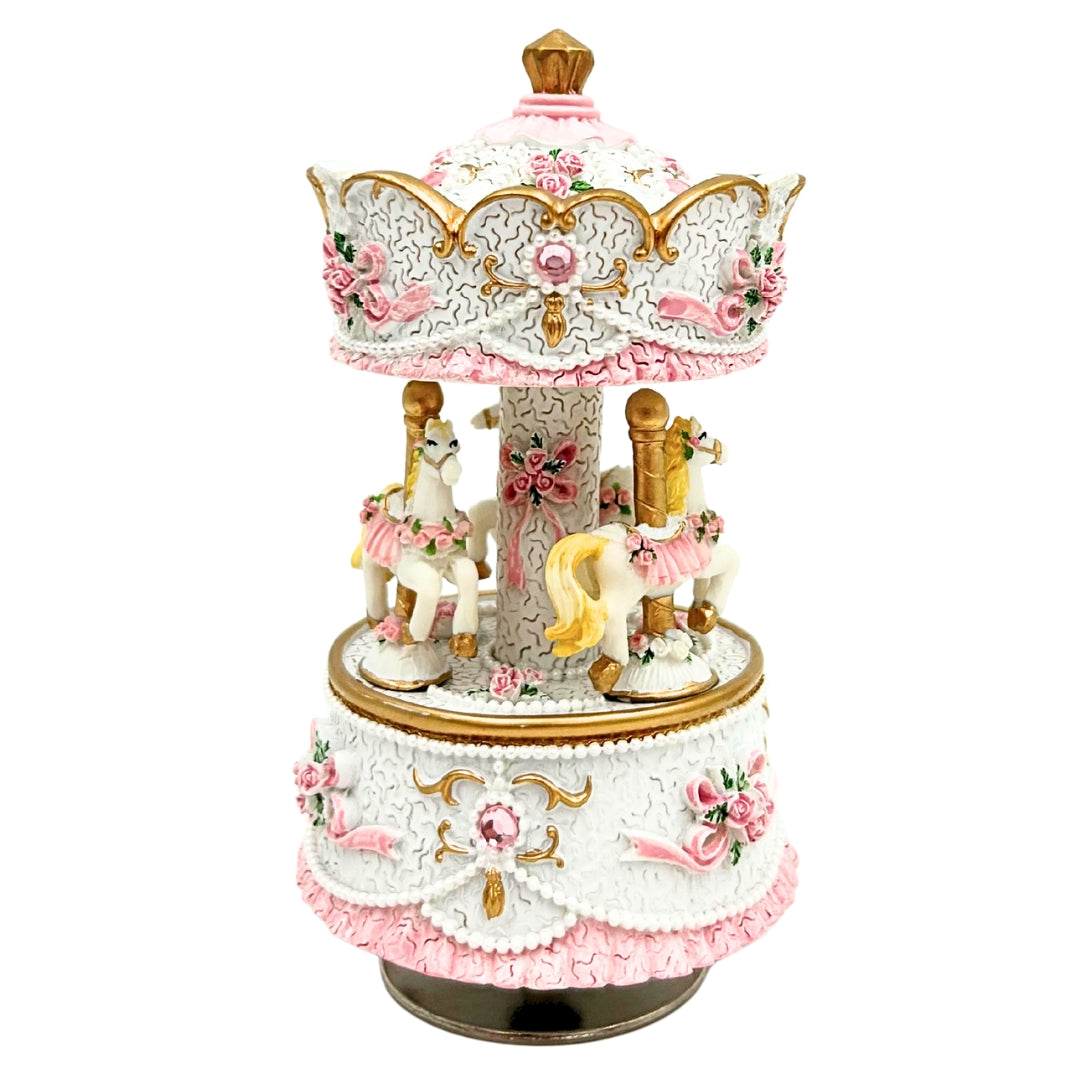 Pastelkleurige carrousel-muziekdoos MP-333 met gravure