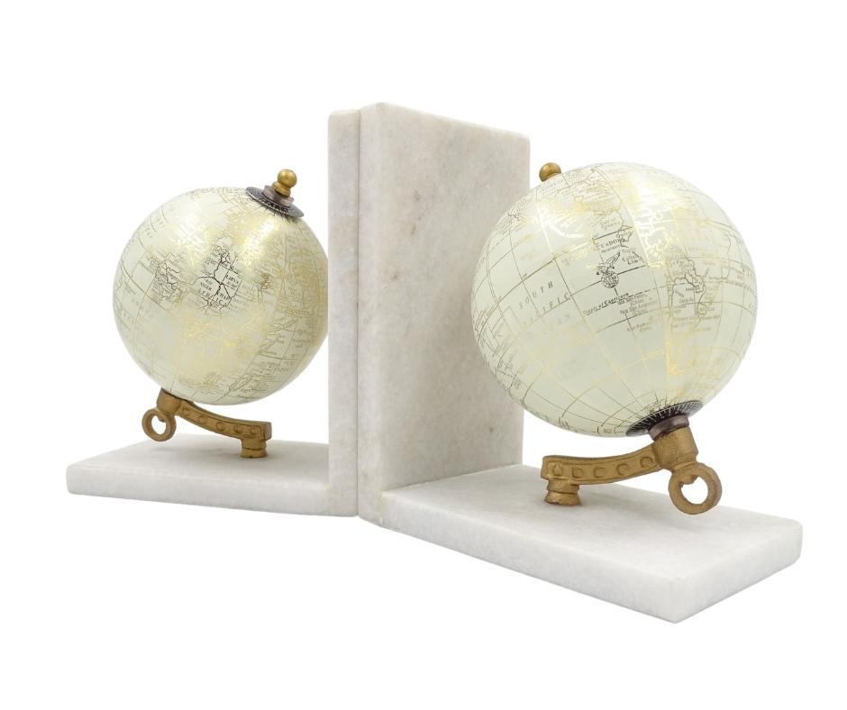 Marmeren boekensteunen Globes GLB-85 met gravure