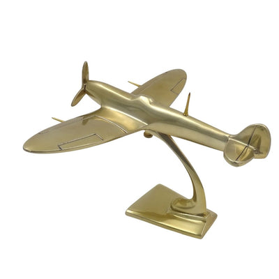 Model van Spitfire-jachtvliegtuig van aluminium in goudkleur, personaliseerbaar met gravure