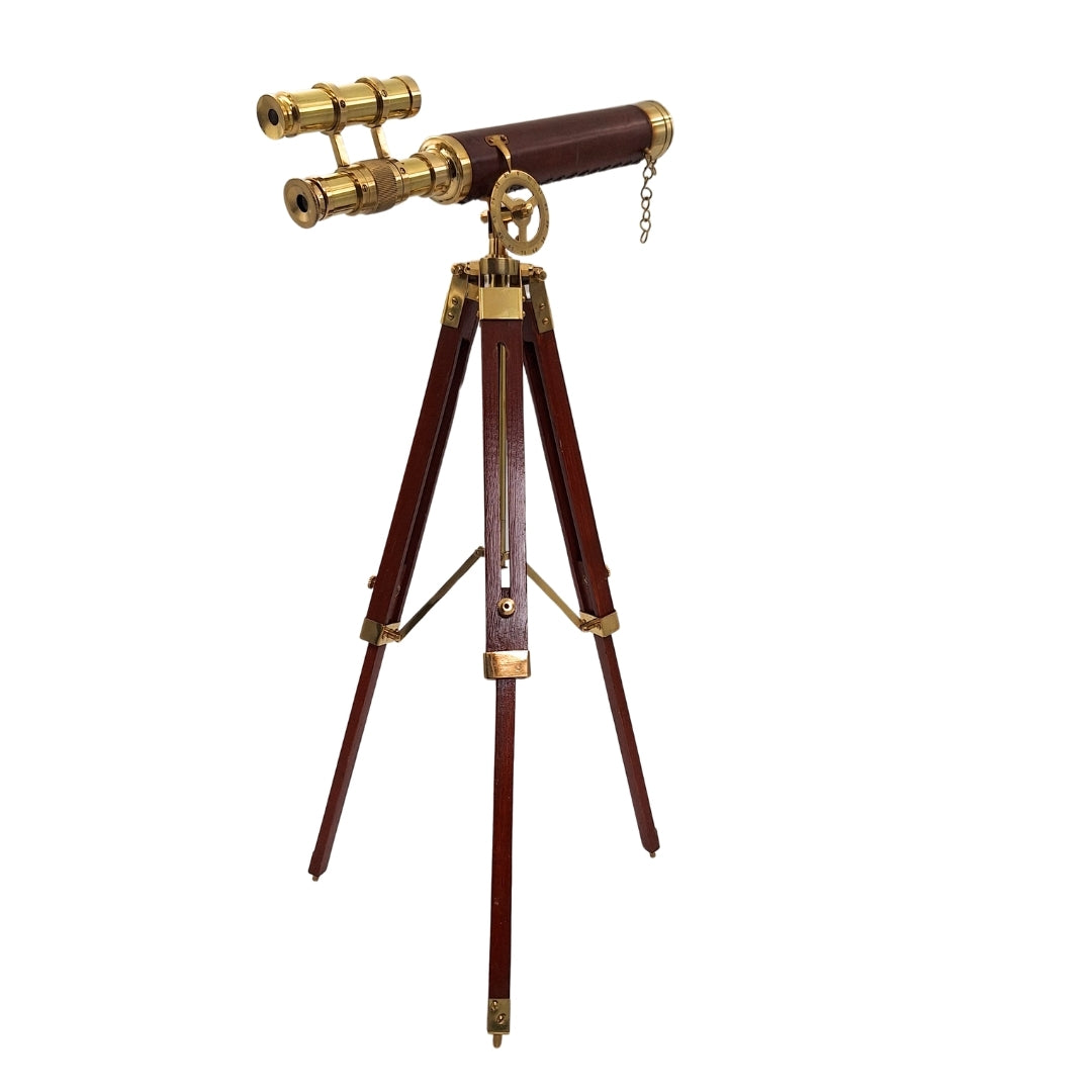 Messing telescoop op driepoot 57 cm met mogelijkheid tot personalisatie met gravure