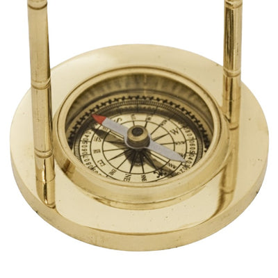 Decoratieve messing wereldbol met kompas en mogelijkheid tot personalisatie met gravure, goudkleurig, hoogte 12,5 cm