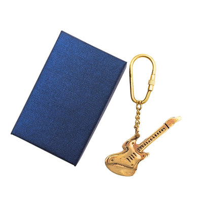 Messing sleutelhanger gitaar in elegante doos – Geschenk voor een gitarist - KRT21A